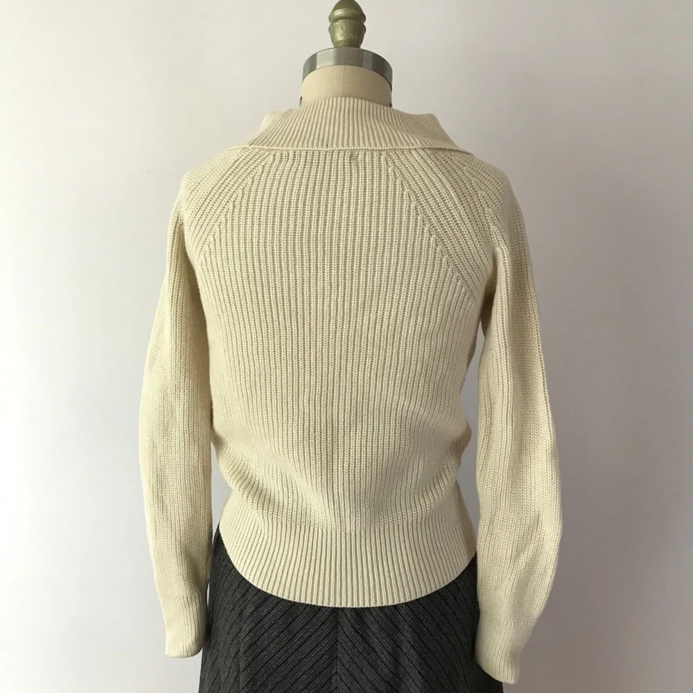 Karen‎ Millen Chunky Knit Cream Wool Sweater Mockneck Turtleneck Capsule